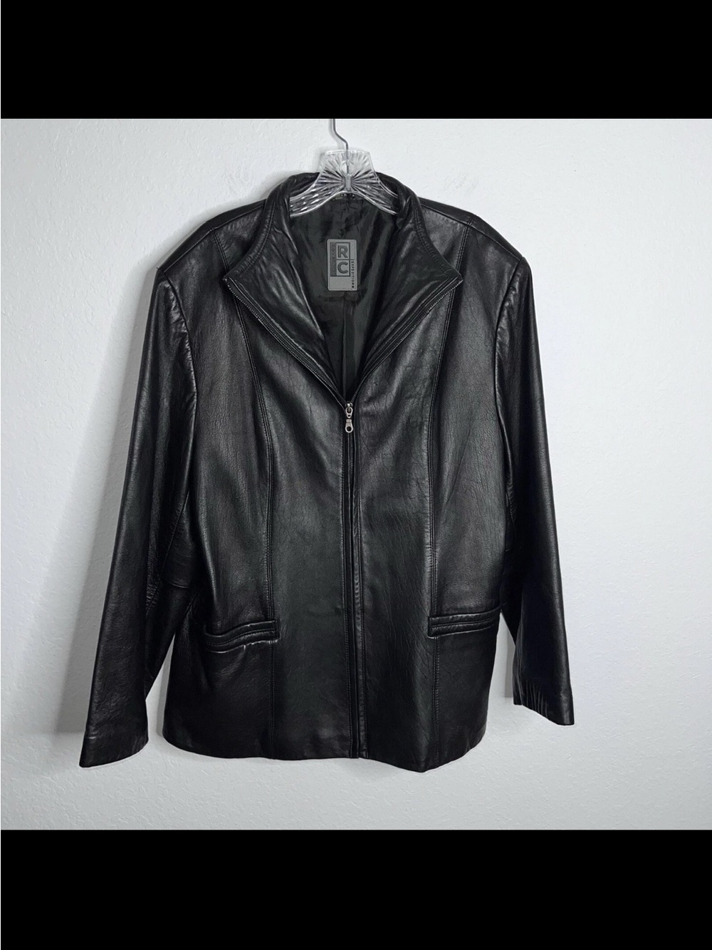 Robert Comstock Leather Jacket Men XL RC Expedition zip up Black Coat Genuine C4